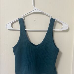 Urban Outfitters Teal Ribbed V-Neck Tank